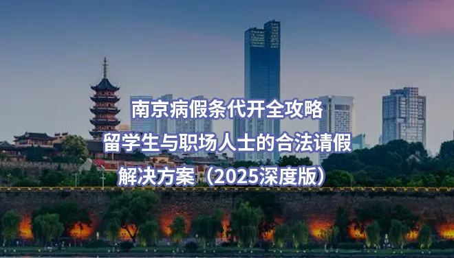 南京病假条代开全攻略,留学生与职场人士的合法请假解决方案（2025深度版）